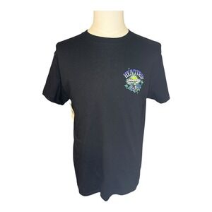 Retrofit Graphic T-Shirt Headtrip Skull Mushroom Print Black‎ Tee Medium